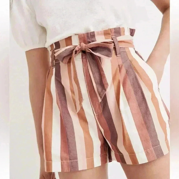Madewell Paperbag Shorts in Rainbow Stripe Sz 2 - Picture 4 of 10
